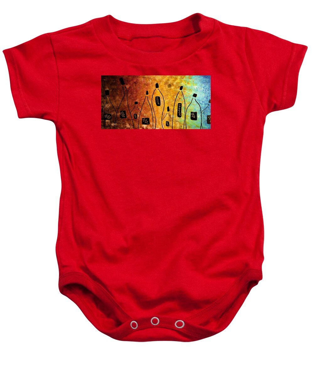 Wine Abstract Art Baby Onesie featuring the painting Cocktail Bar by Carmen Guedez