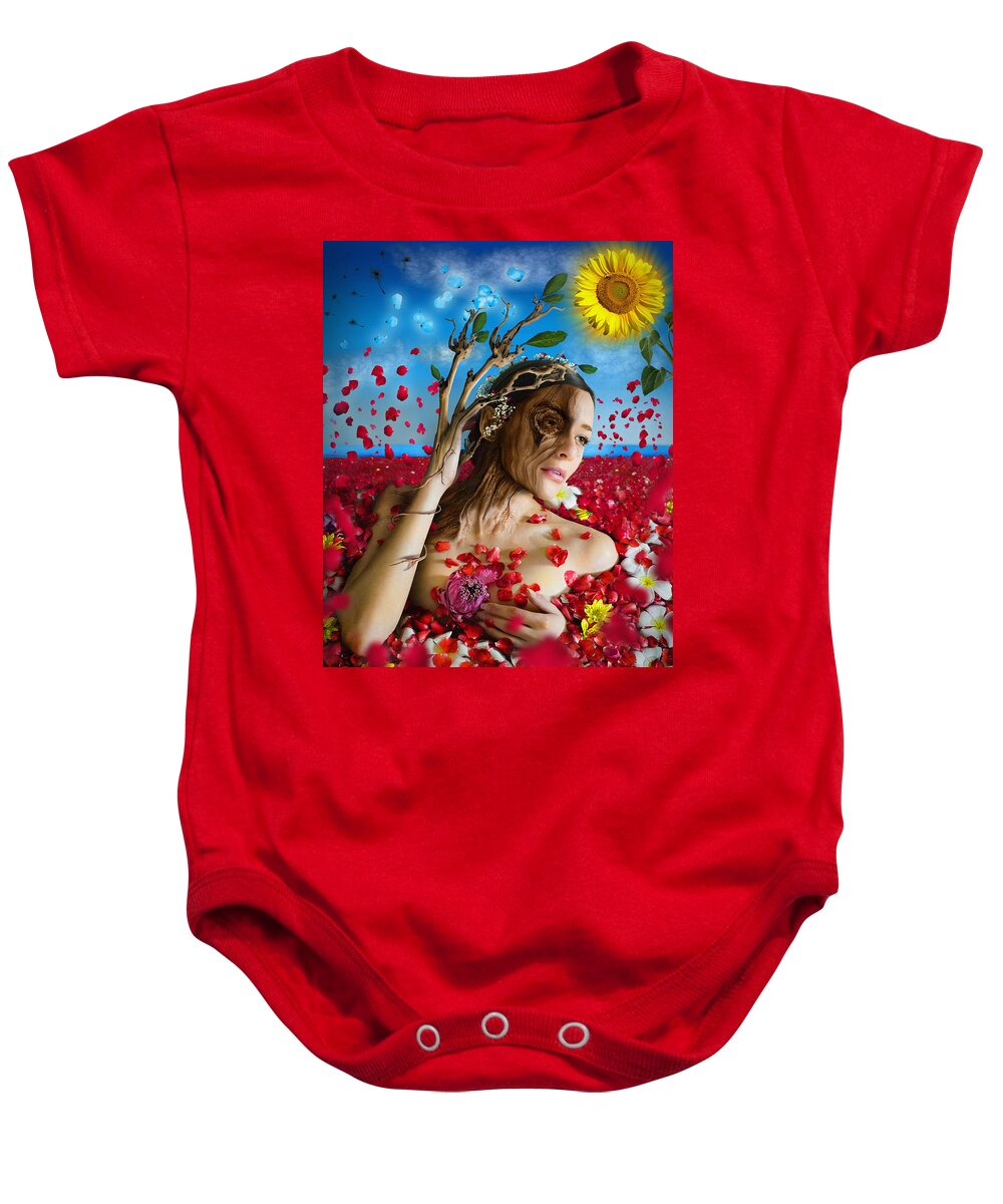 Dafne Baby Onesie featuring the digital art Dafne  Hit in the physical but hurt the soul by Alessandro Della Pietra