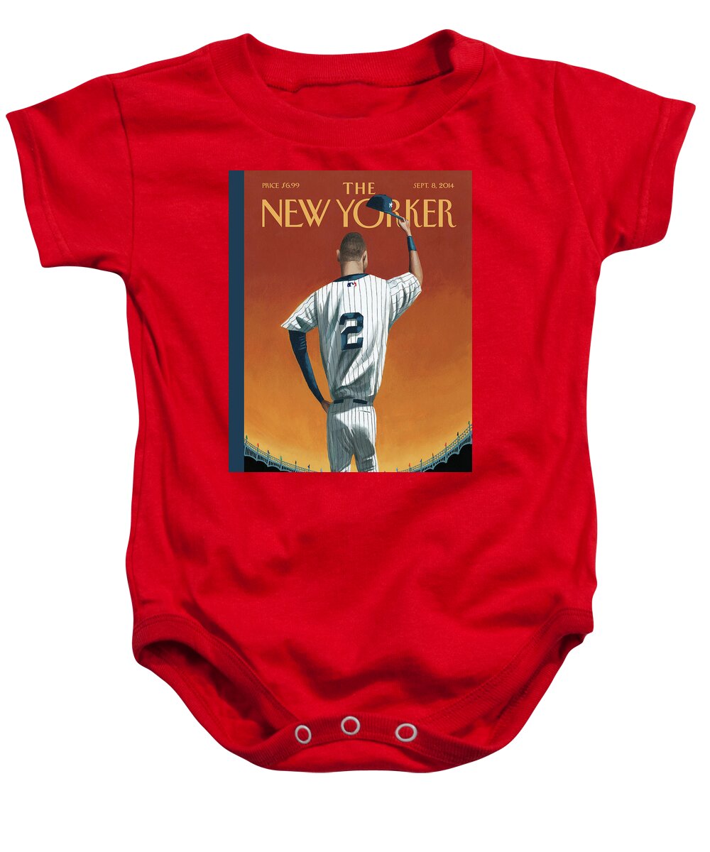 #faatoppicks Baby Onesie featuring the painting Derek Jeter Bows Out by Mark Ulriksen