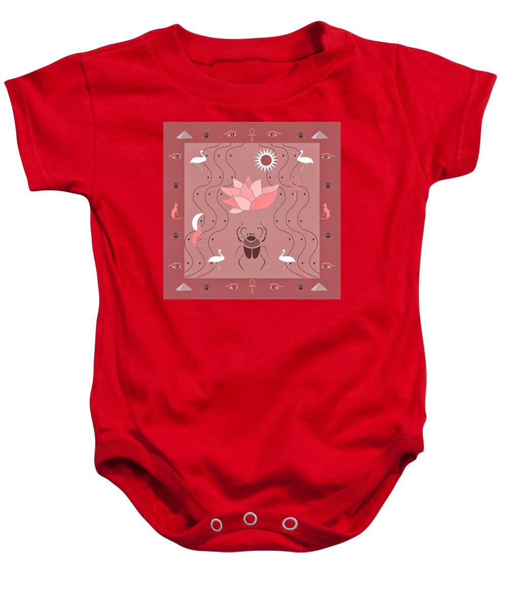 Egyptian Baby Onesie featuring the digital art Egyptian Design - dusty roses by Belinda Greb