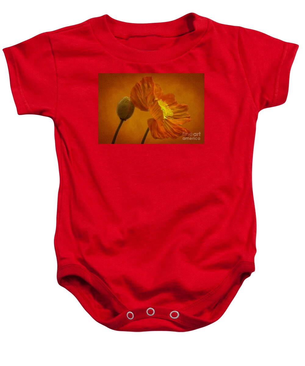 Orange Baby Onesie featuring the photograph Flaming Beauty by Heiko Koehrer-Wagner