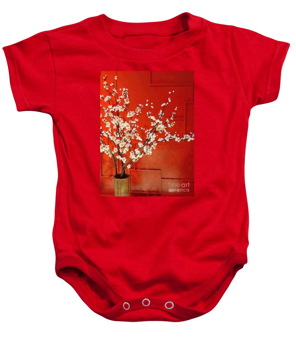 Apple Blossom Baby Onesie featuring the photograph Flower Display - Apple Blossoms by Andrea Kollo