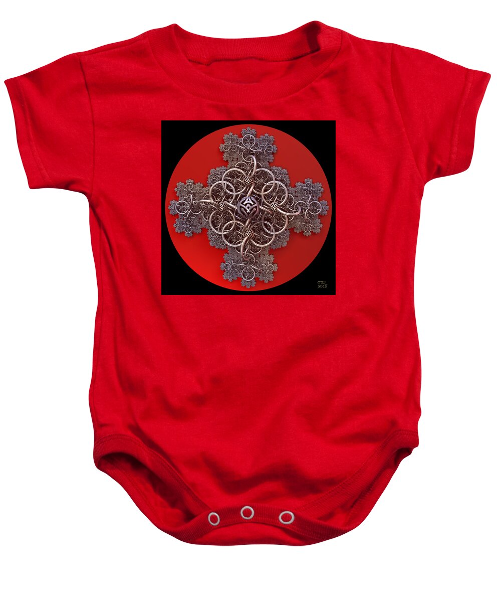 Computer Baby Onesie featuring the digital art Fractal Cruciform by Manny Lorenzo