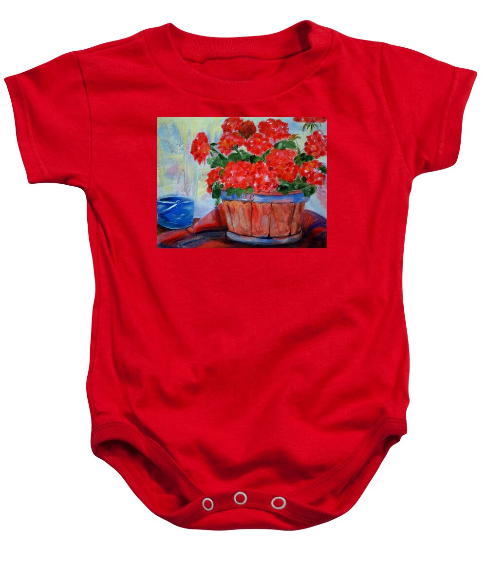 Flowers Baby Onesie featuring the painting Geraniums by Portraits By NC
