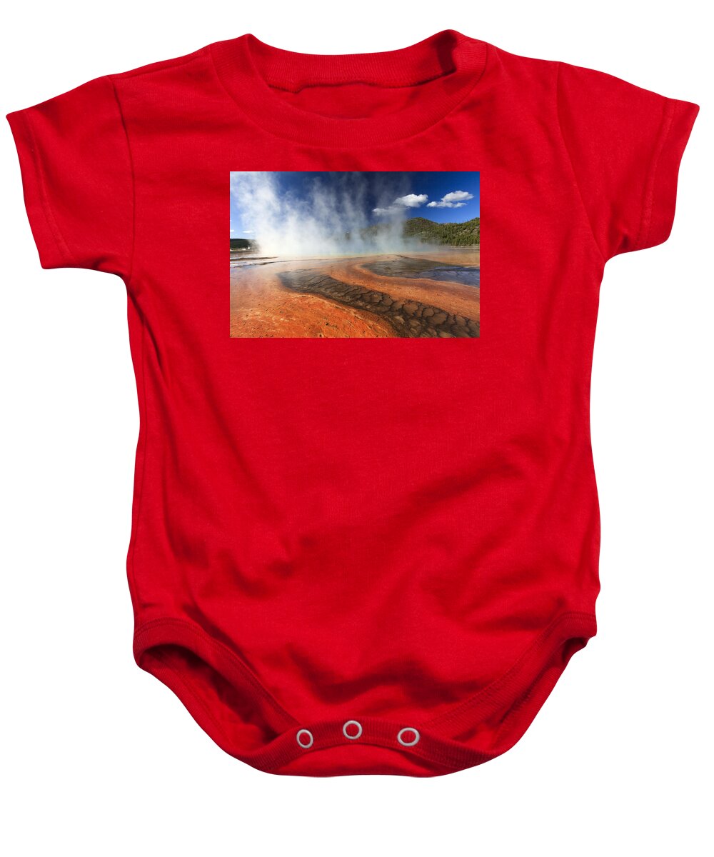 530440 Baby Onesie featuring the photograph Grand Prismatic Spring Yellowstone Np by Duncan Usher