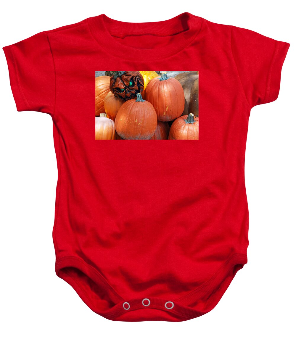 Scary Baby Onesie featuring the photograph Halloween Goblin by Aimee L Maher ALM GALLERY