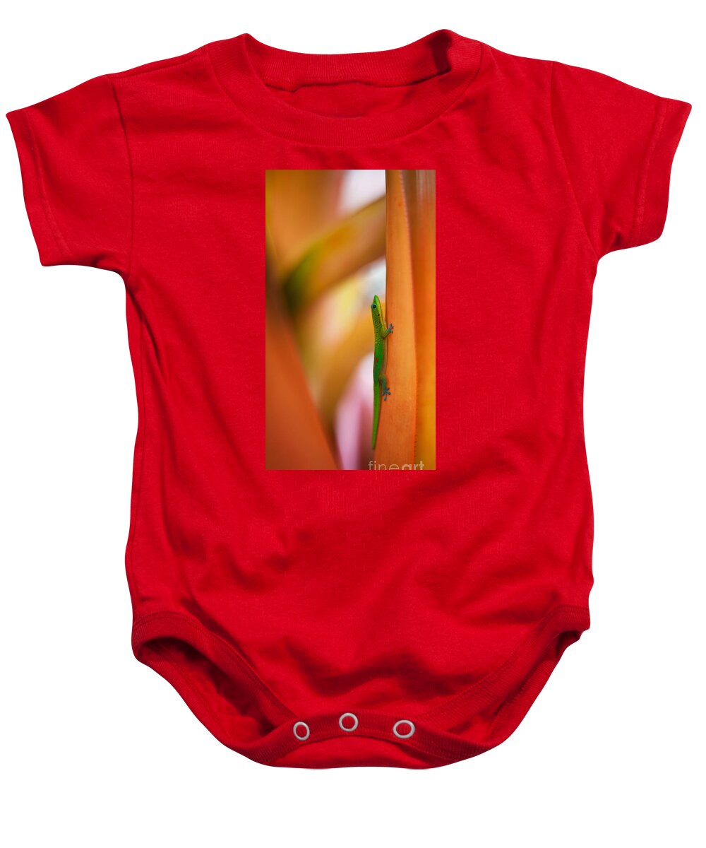 Gecko Baby Onesie featuring the photograph Island Friend by Mike Reid