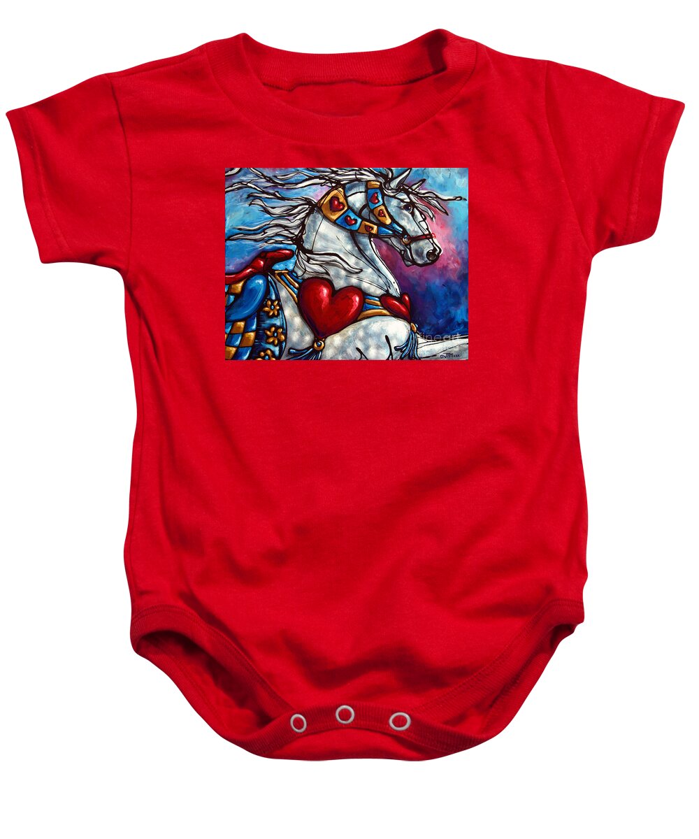 Horse Baby Onesie featuring the painting Love Makes the World go Round by Jonelle T McCoy