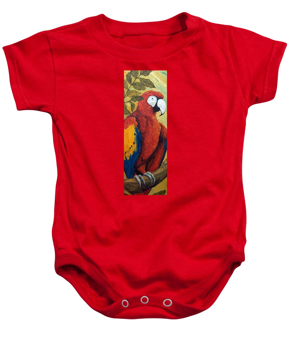 Macaw Baby Onesie featuring the painting Macaw by Paris Wyatt Llanso
