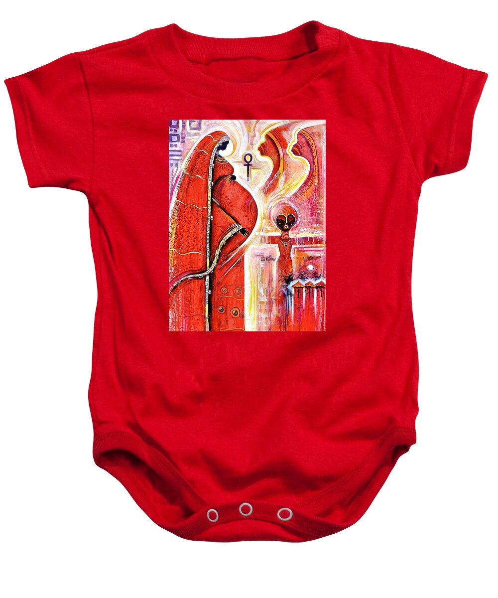 African Paintings Baby Onesie featuring the painting Mama Earth by Appiah Ntiaw
