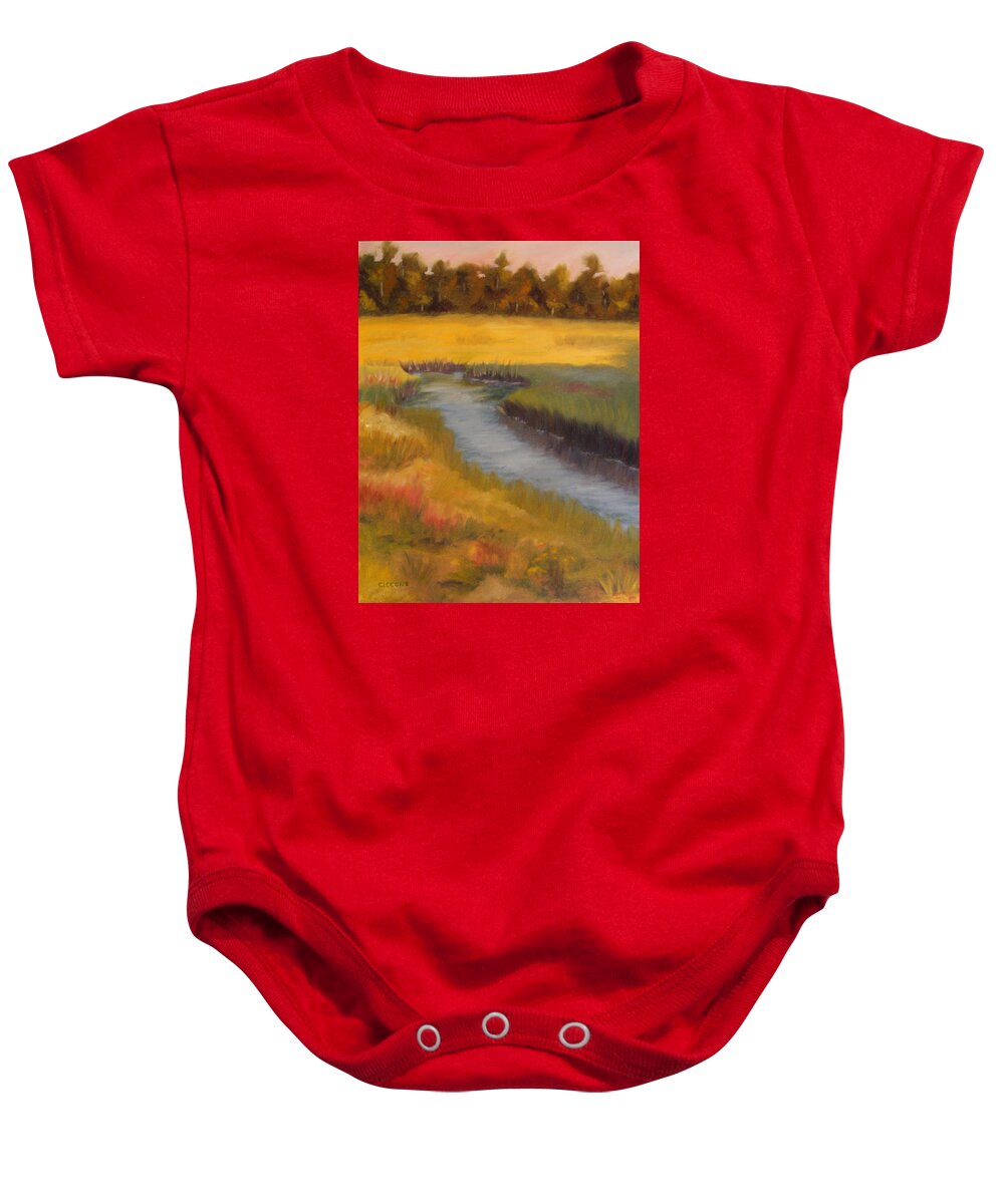 Coastal Baby Onesie featuring the painting Marsh Mellow by Jill Ciccone Pike