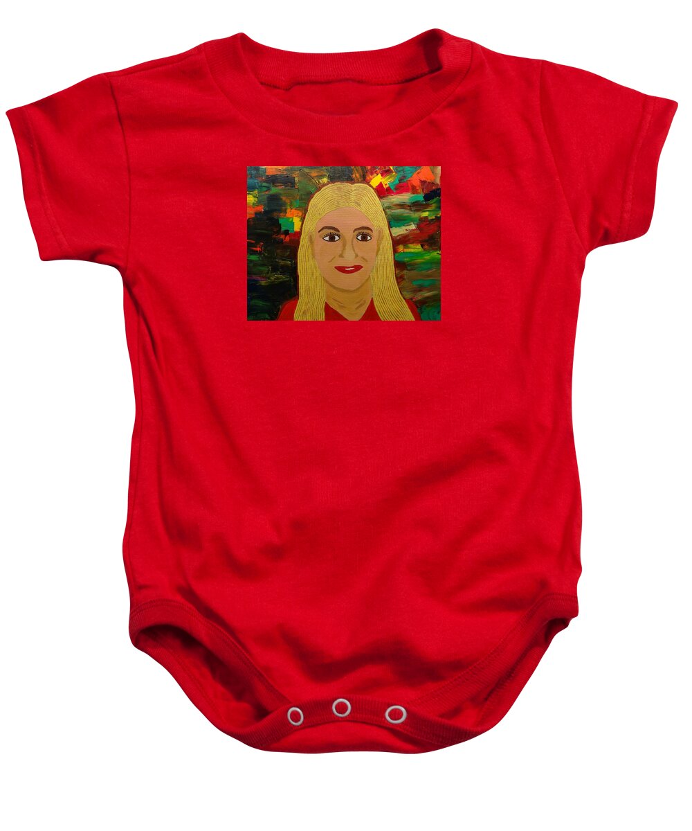 Portraits Baby Onesie featuring the painting Mystery Friend by Douglas W Warawa