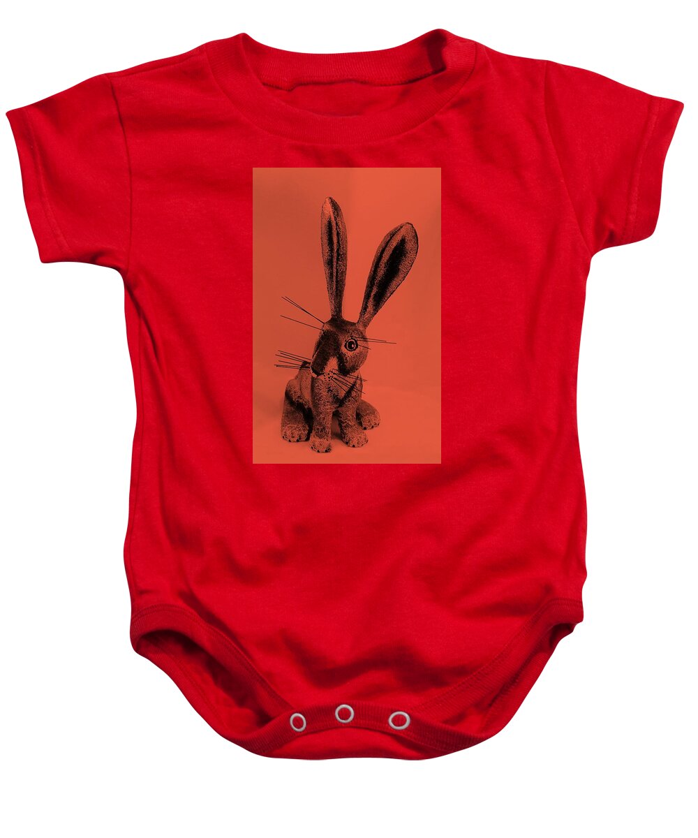Rabbit Baby Onesie featuring the photograph New Mexico Rabbit Salmon by Rob Hans
