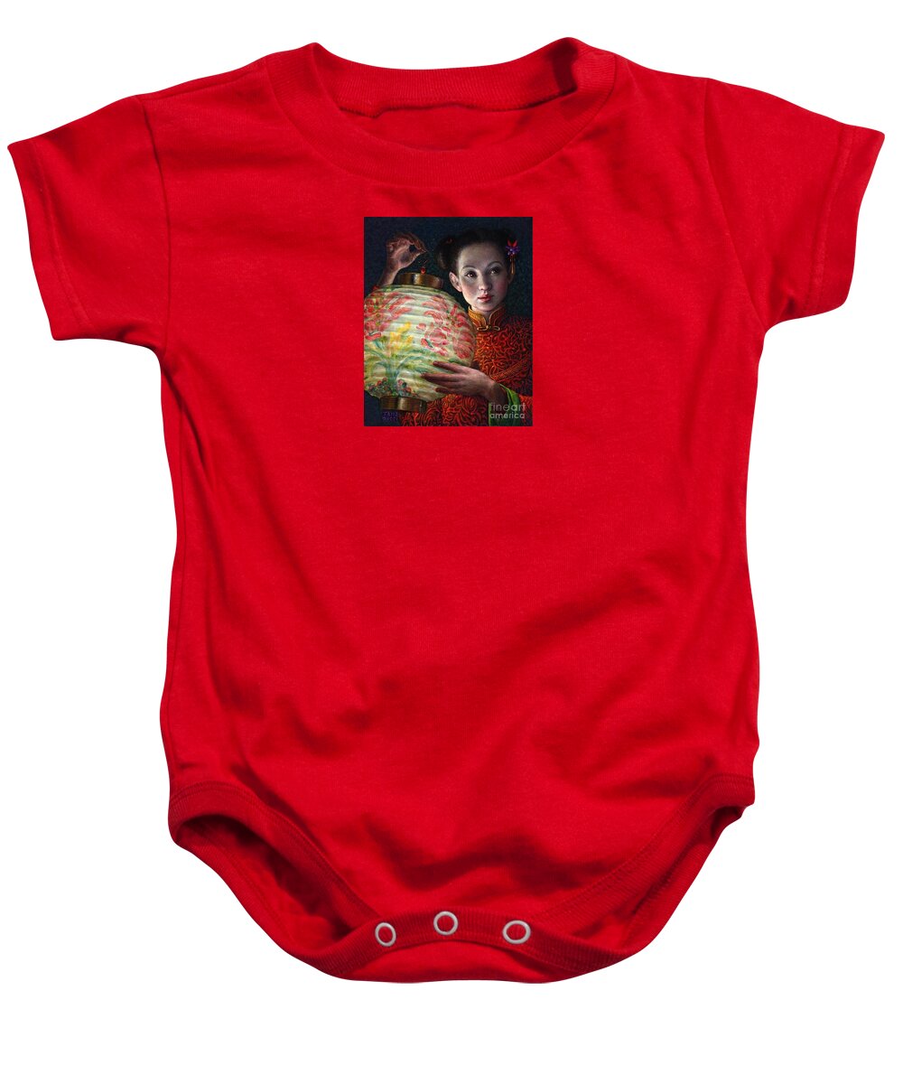 Girl Baby Onesie featuring the painting Nightingale Girl by Jane Bucci