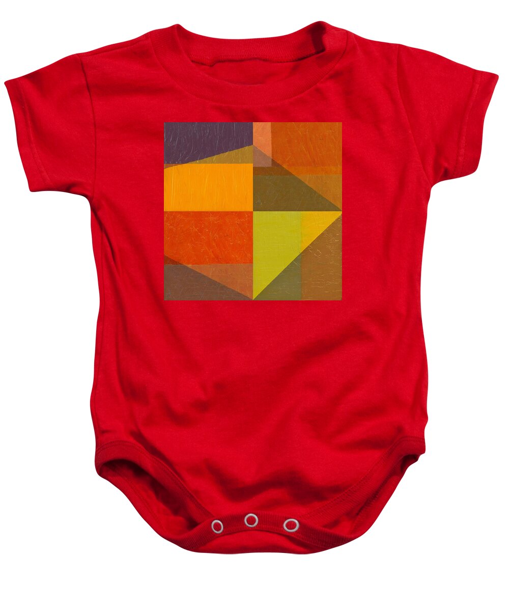 Abstract Baby Onesie featuring the painting Perspective in Color Collage 7 by Michelle Calkins