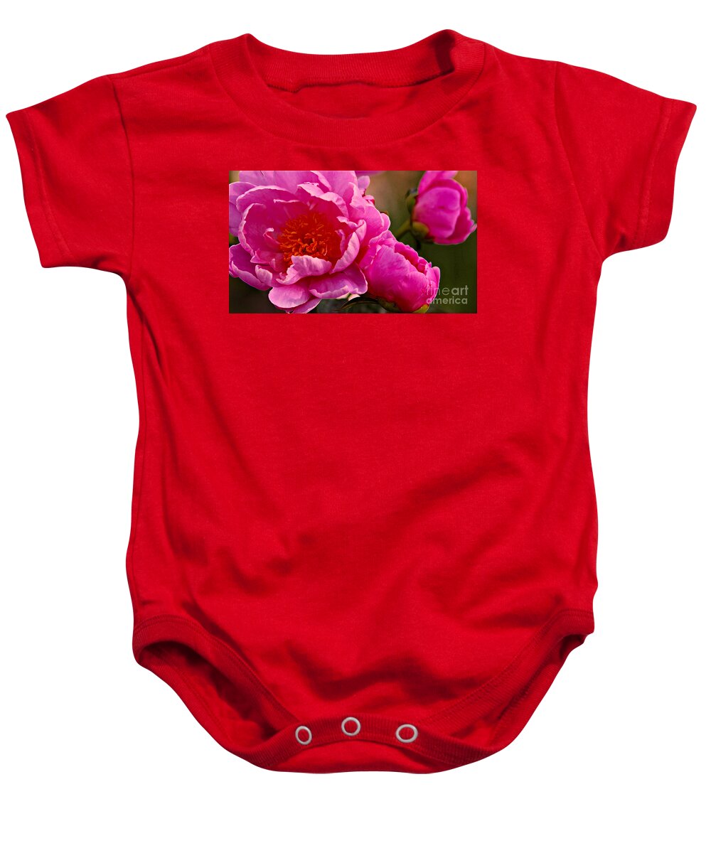 Pink Flowers Baby Onesie featuring the photograph Pretty in Pink by Elizabeth Winter