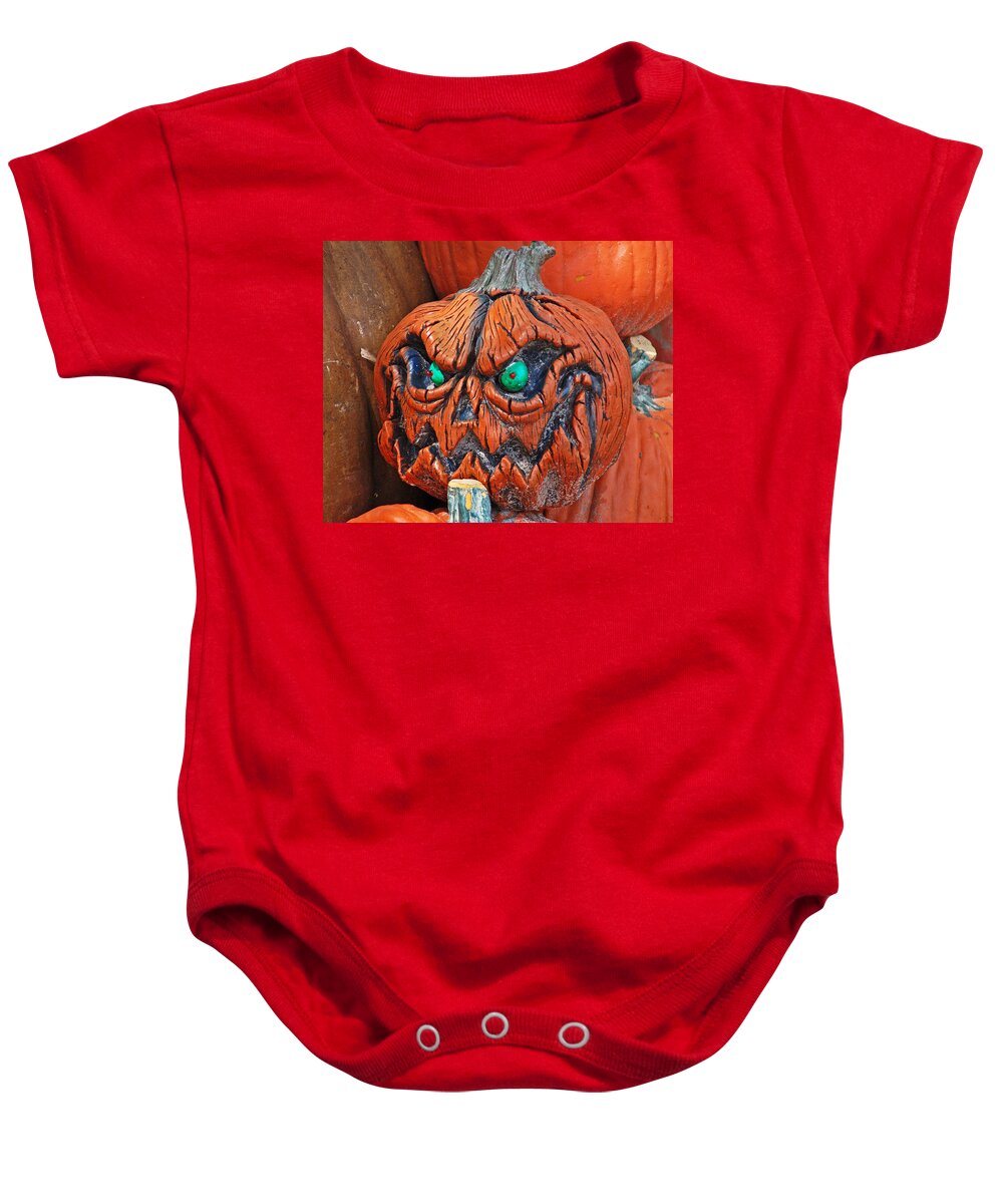 Pumpkin Baby Onesie featuring the photograph Pumpkin Face by Aimee L Maher ALM GALLERY