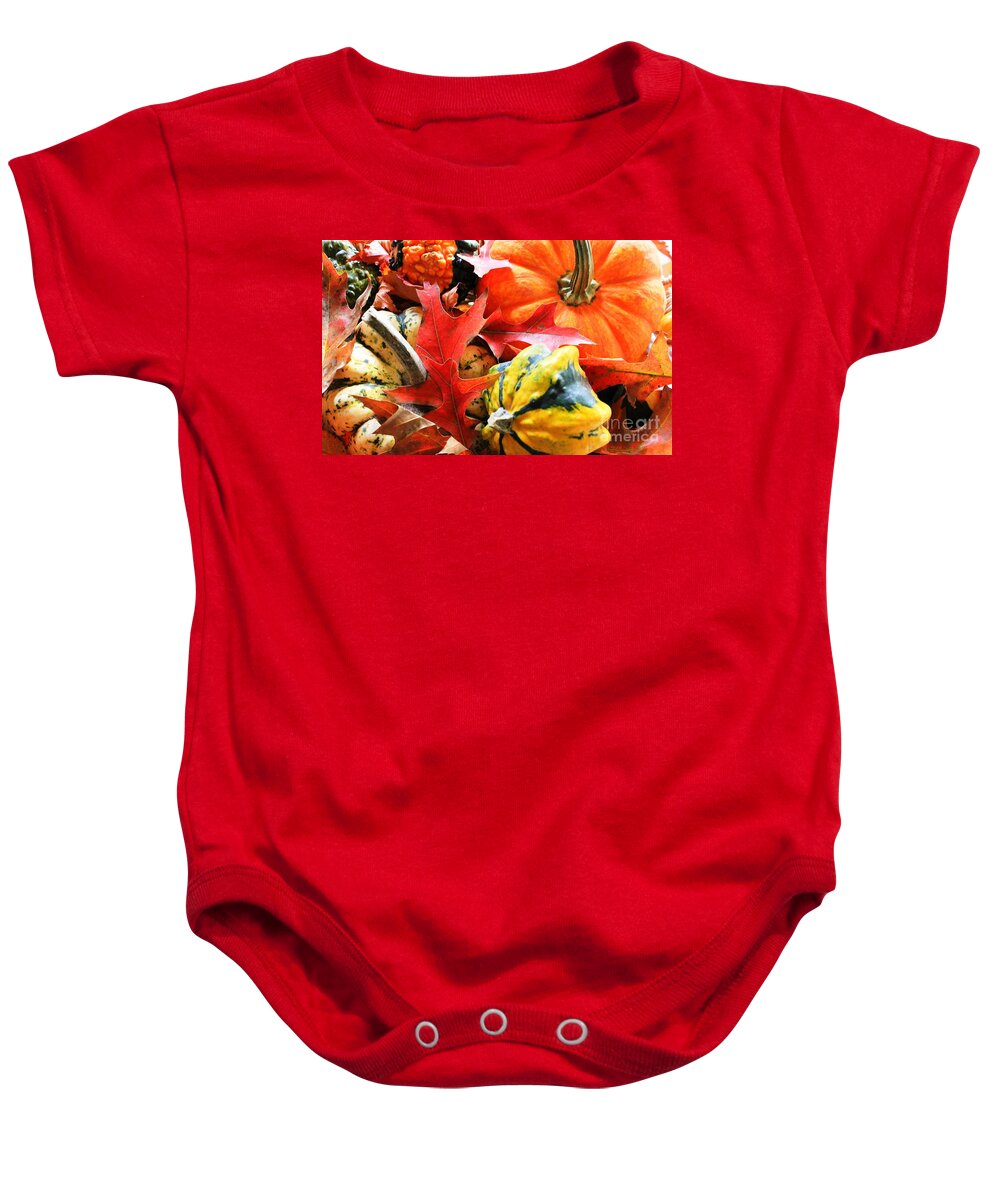 Pumpkin Baby Onesie featuring the photograph Rainbow Of Autumn Colors by Judy Palkimas