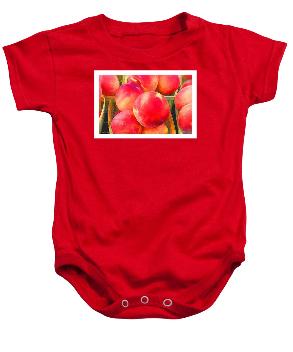 Fresh Baby Onesie featuring the photograph Red Haven Peaches Oil Paint by LeeAnn McLaneGoetz McLaneGoetzStudioLLCcom