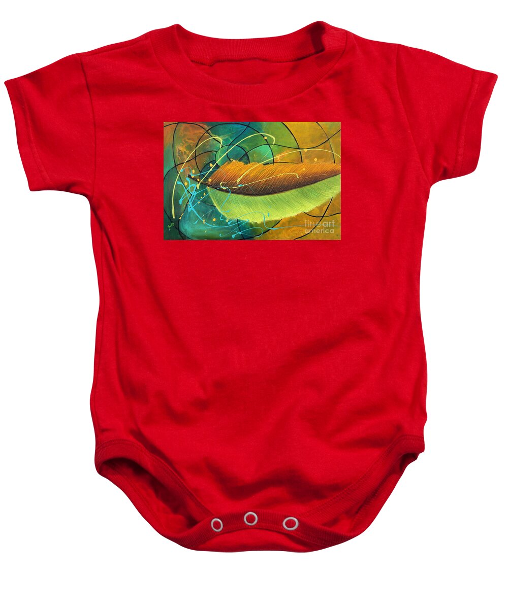 Feather Painting Baby Onesie featuring the painting Rise to see by Preethi Mathialagan