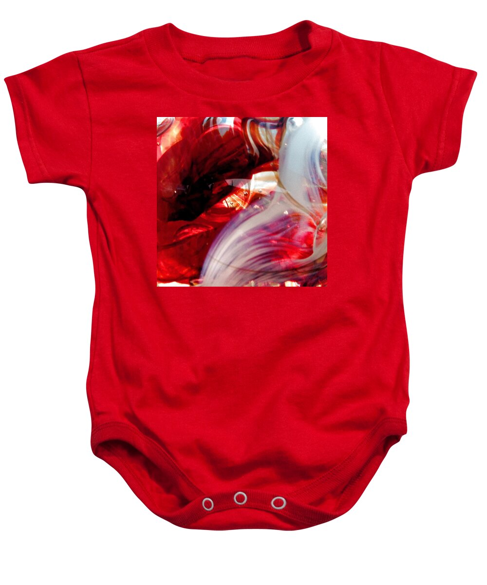 Glass Baby Onesie featuring the photograph Scarlet Swirls Abstract by Angela Rath