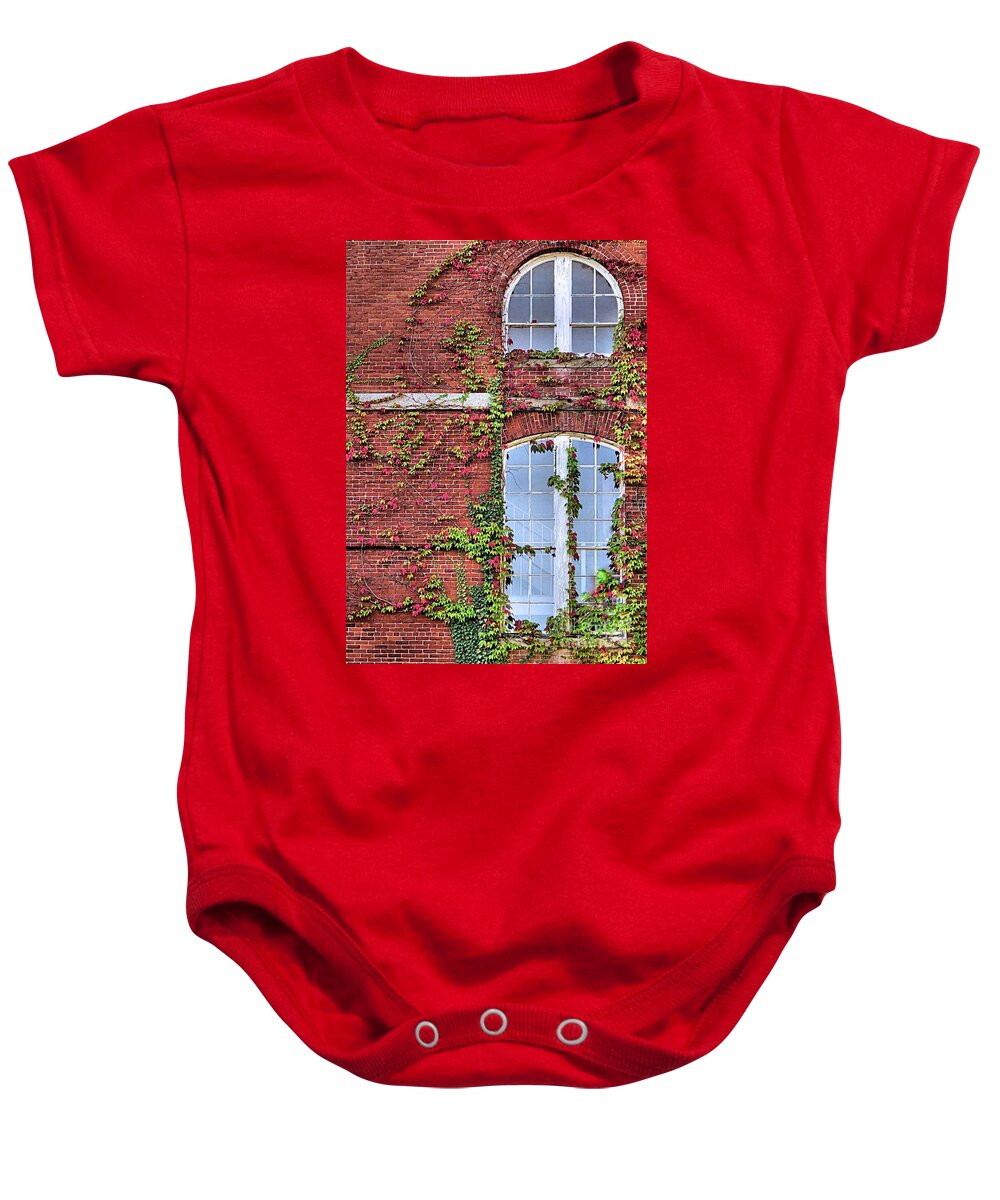 Plymouth County Commissioners Building Baby Onesie featuring the photograph Second and Third Floor Windows by Janice Drew