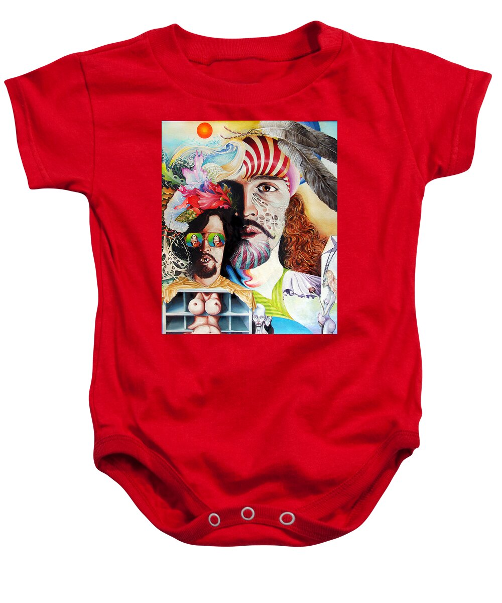 Surrealism Baby Onesie featuring the painting Selfportrait With The Critical Eye by Otto Rapp