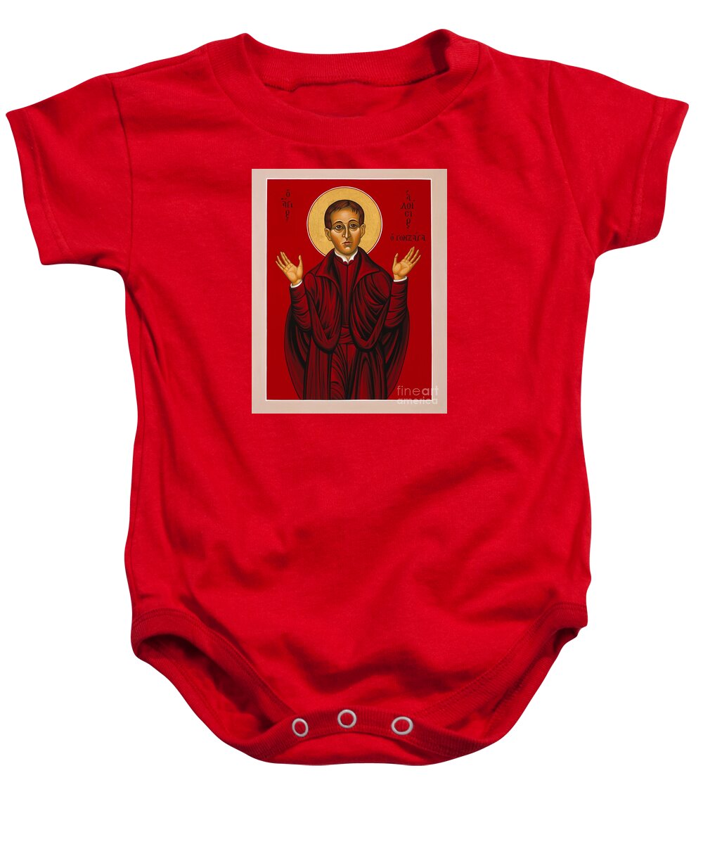 St. Aloysius Baby Onesie featuring the painting St. Aloysius in the Fire of Prayer 020 by William Hart McNichols