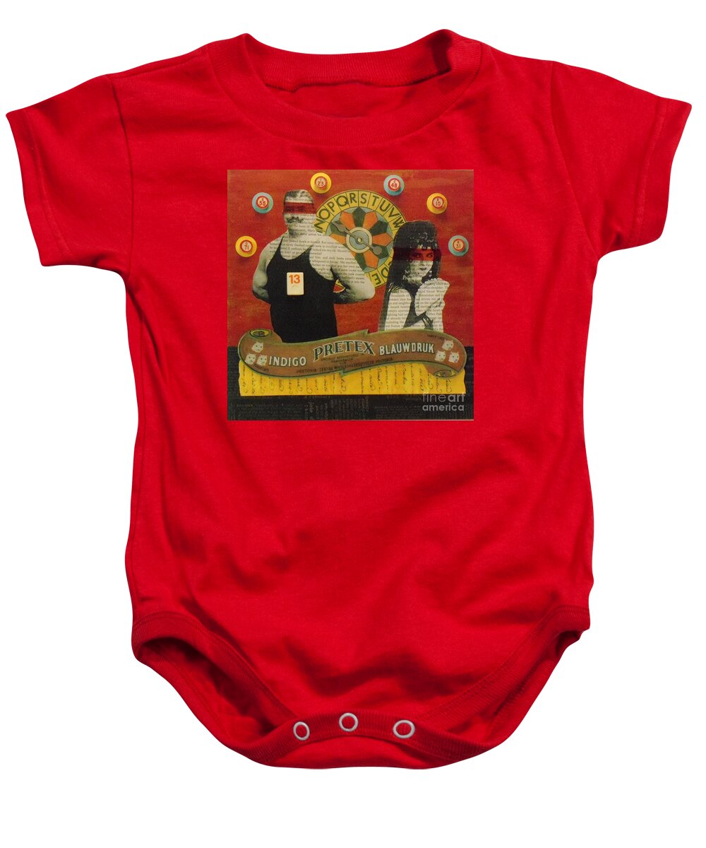 Assemblage Baby Onesie featuring the mixed media The Game of Love by Desiree Paquette