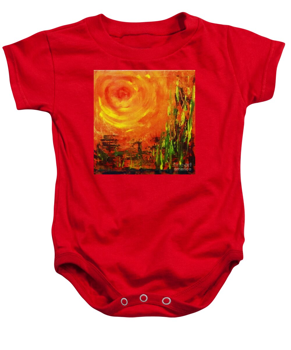 Abstract Baby Onesie featuring the painting The Sun at the end of the world by Asha Sudhaker Shenoy