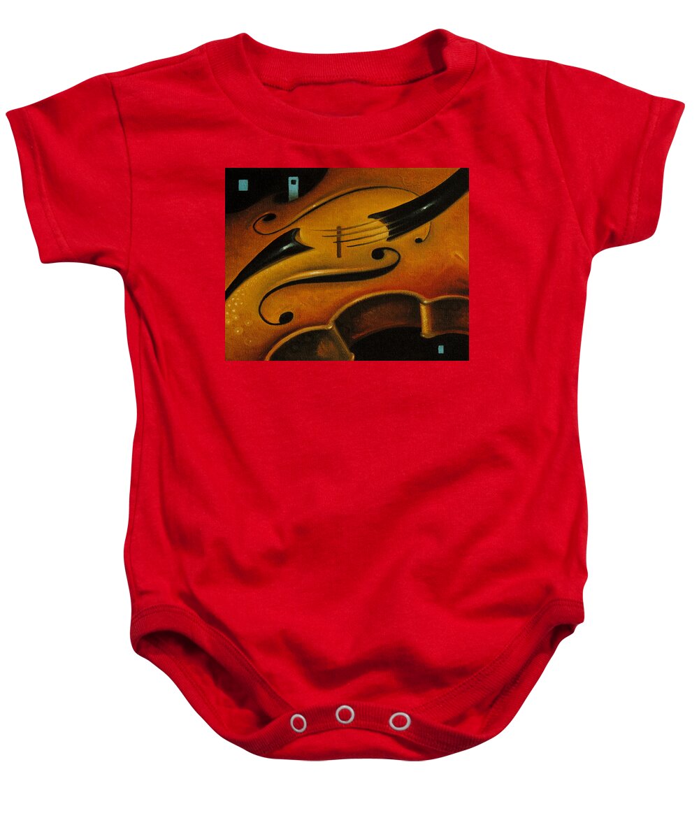 Violin Baby Onesie featuring the painting The Warmth of a Violin by T S Carson