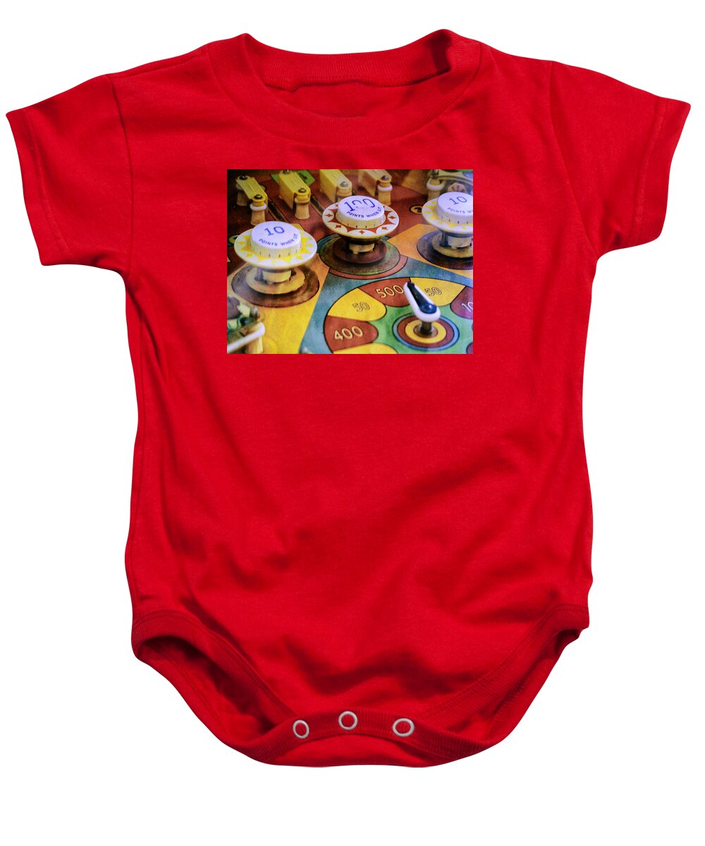Vintage Pinball Machine Baby Onesie featuring the photograph Vintage Pinball by Dominic Piperata