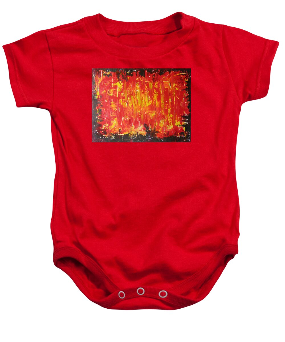 Acryl Painting - Abstract Baby Onesie featuring the painting W6 - firemaker by KUNST MIT HERZ Art with heart
