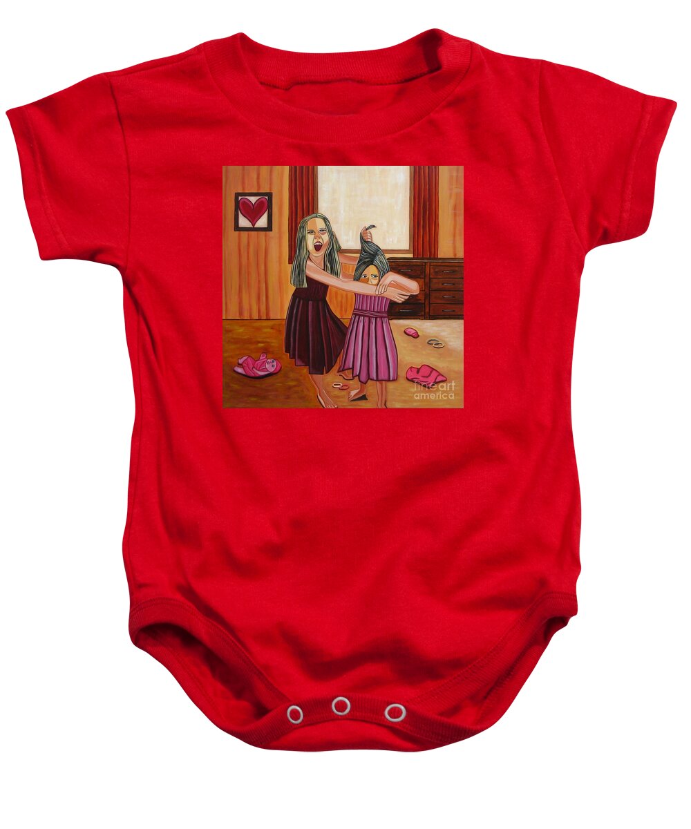 Paintings Of Children Baby Onesie featuring the painting War by Sandra Marie Adams