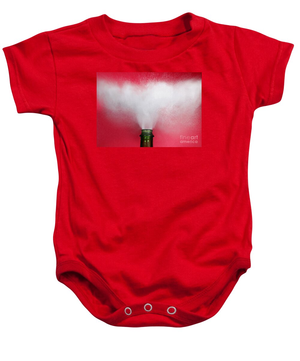 Alcohol Baby Onesie featuring the photograph Champagne Cork Popping #4 by Ted Kinsman