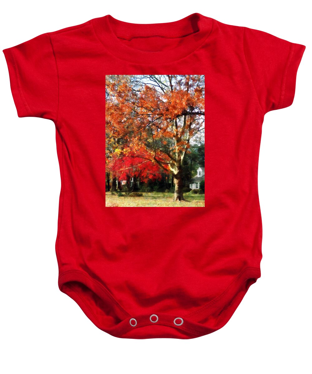 Sycamore Baby Onesie featuring the photograph Autumn Sycamore Tree by Susan Savad