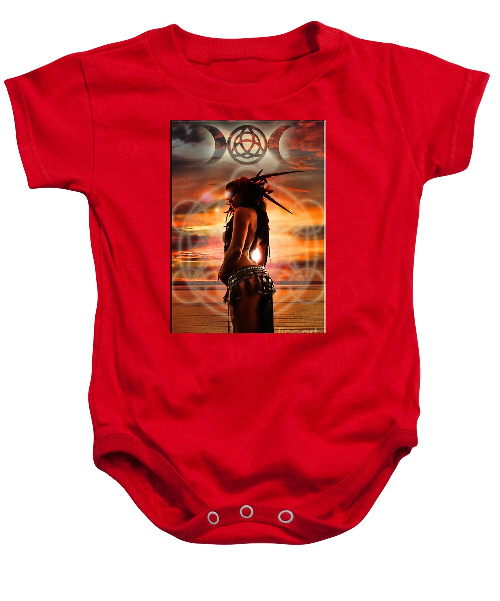 Sunset Baby Onesie featuring the digital art Embrace The Goddess by Recreating Creation