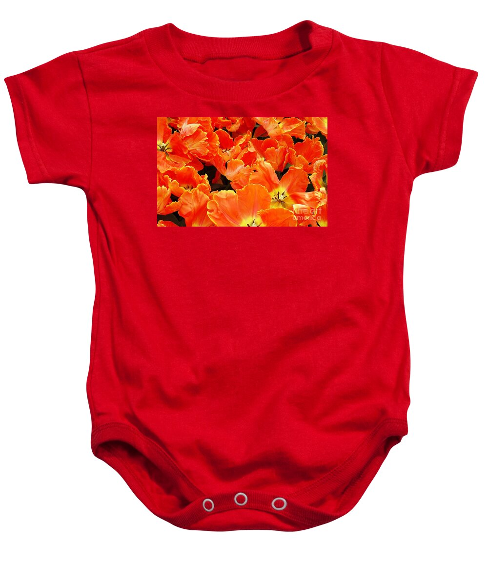 Tulips Baby Onesie featuring the photograph Fire Tulips by Amalia Suruceanu