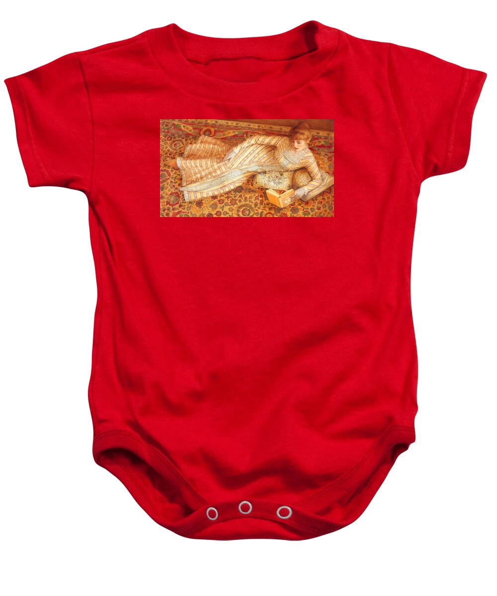 Elegant Baby Onesie featuring the painting Rebecca Reading by Sue Halstenberg