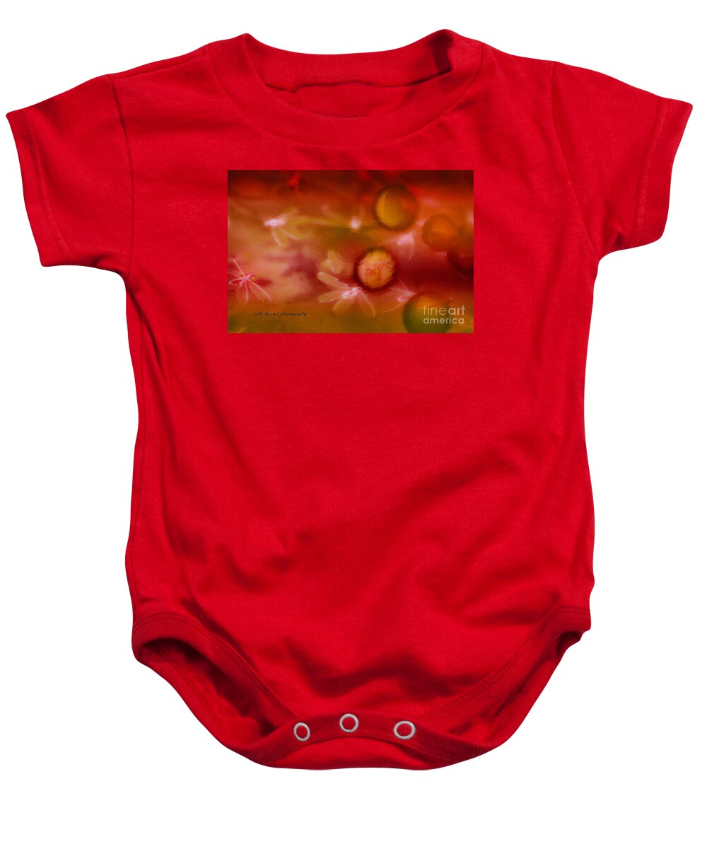 Bright Baby Onesie featuring the photograph Red Pearl Dragon Fly by Vicki Ferrari