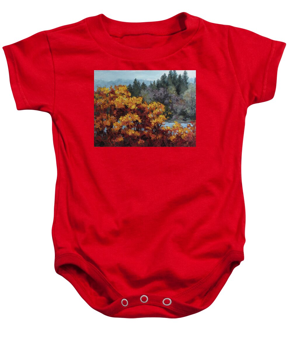 Fall Baby Onesie featuring the painting Encore #1 by Karen Ilari