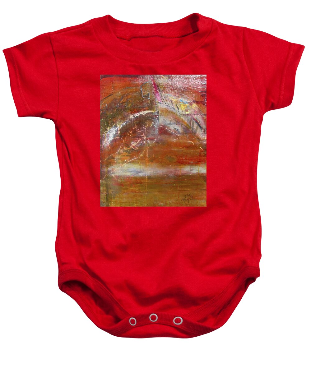 Abstract Baby Onesie featuring the painting Rusty Rainbow #1 by Carole Johnson