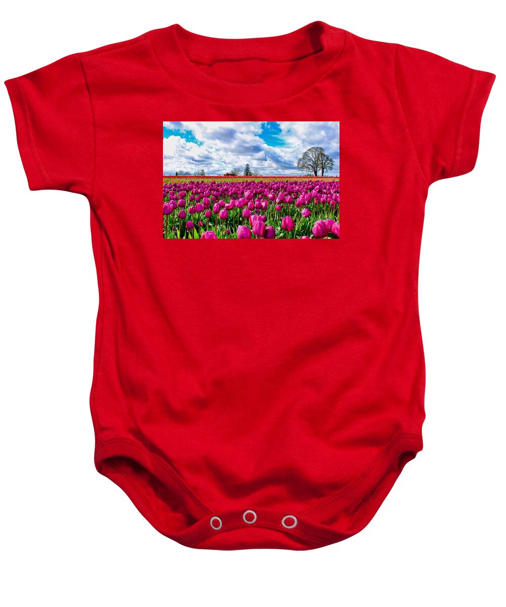 Tulips Baby Onesie featuring the photograph Tulip Field #2 by Brian Eberly