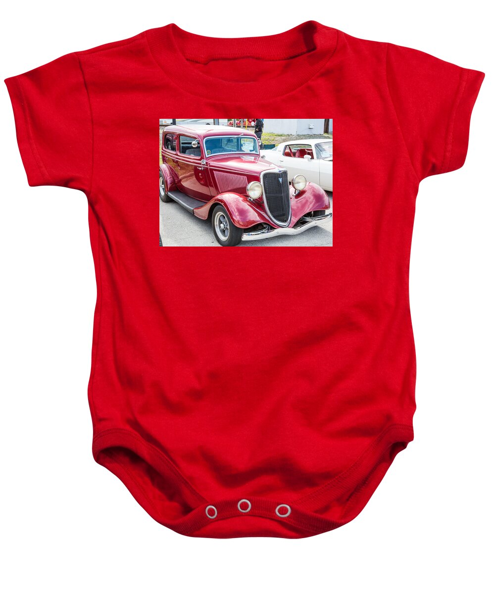 1934 Ford Sedan Baby Onesie featuring the photograph 1934 Ford Sedan Antique Vintage Photograph Fine Art Print Collec #13 by M K Miller