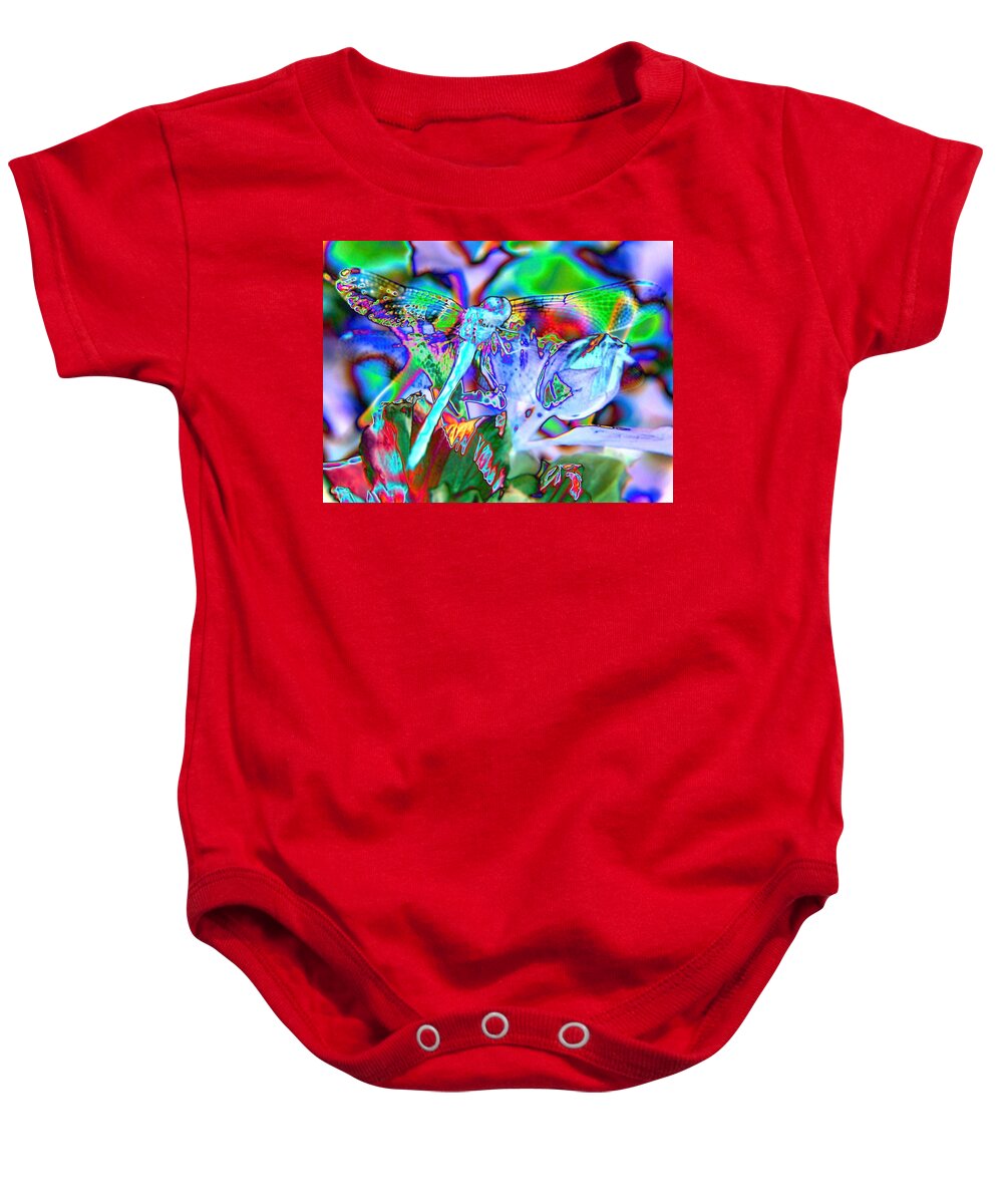 Digital Art Baby Onesie featuring the digital art Abstract Dragonfly #5 by Belinda Cox