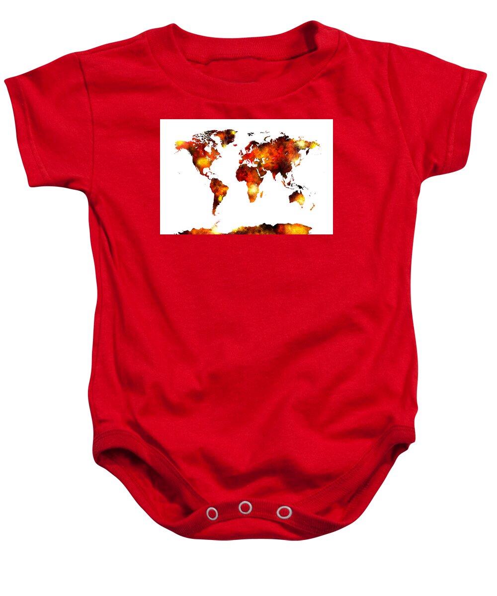 Map Of The World Baby Onesie featuring the digital art World Map Watercolor #5 by Michael Tompsett