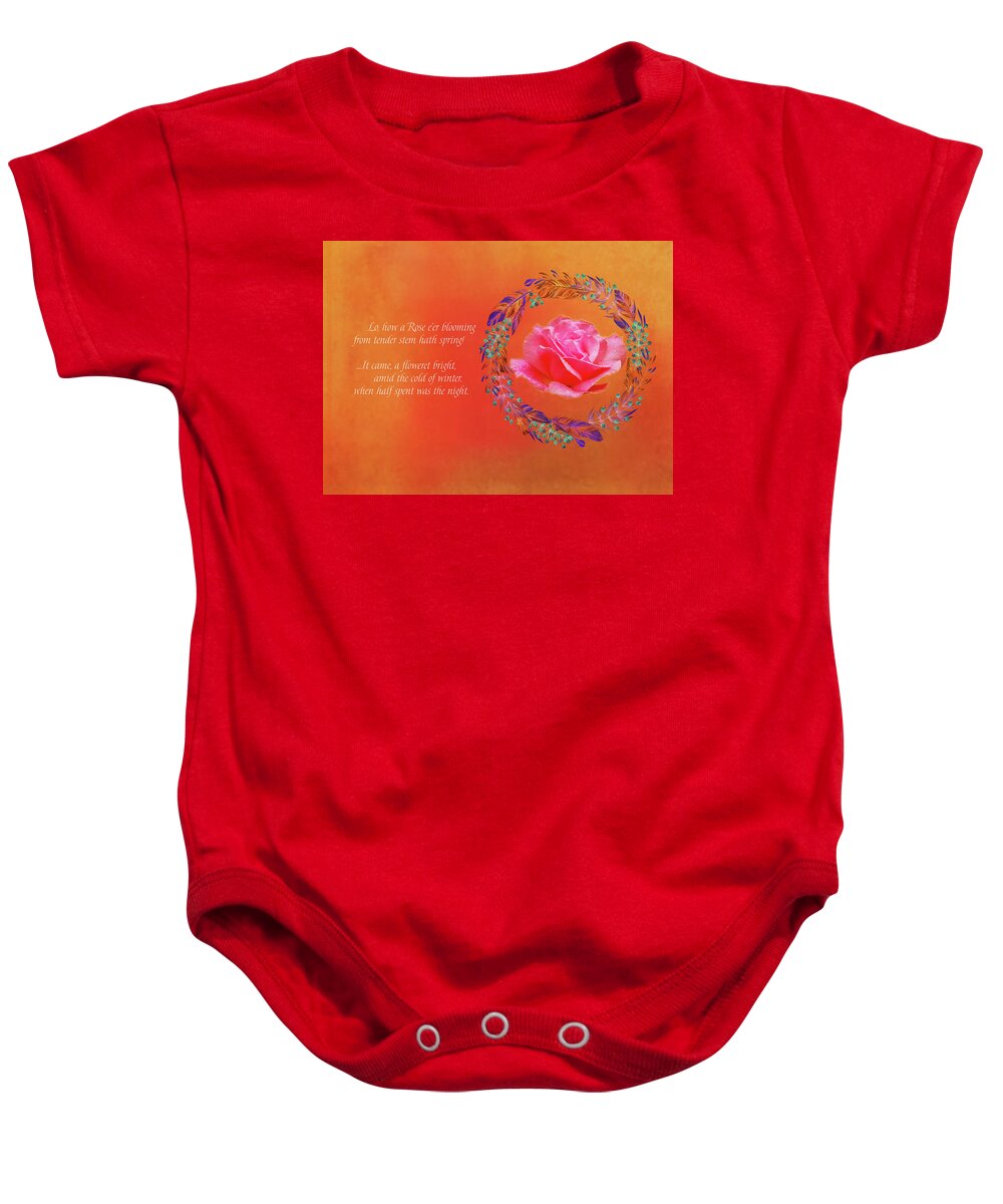 Christmas Baby Onesie featuring the digital art A Christmas Rose Blooming by Terry Davis