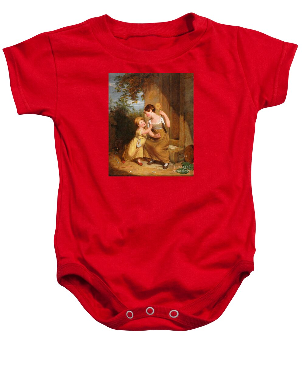 William Frederick Witherington - A New Toy. Mom Baby Onesie featuring the painting A New Toy by MotionAge Designs