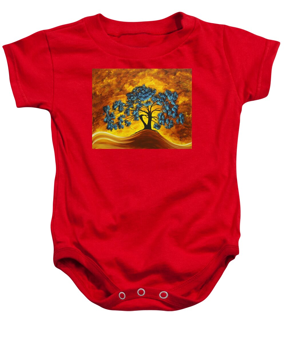 Abstract Baby Onesie featuring the painting Abstract Art Original Landscape Painting DREAMING IN COLOR by MADARTMADART by Megan Aroon