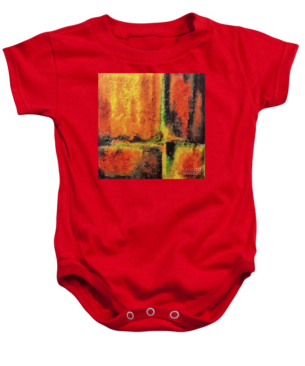 Abstract Baby Onesie featuring the mixed media abstract I by Dragica Micki Fortuna